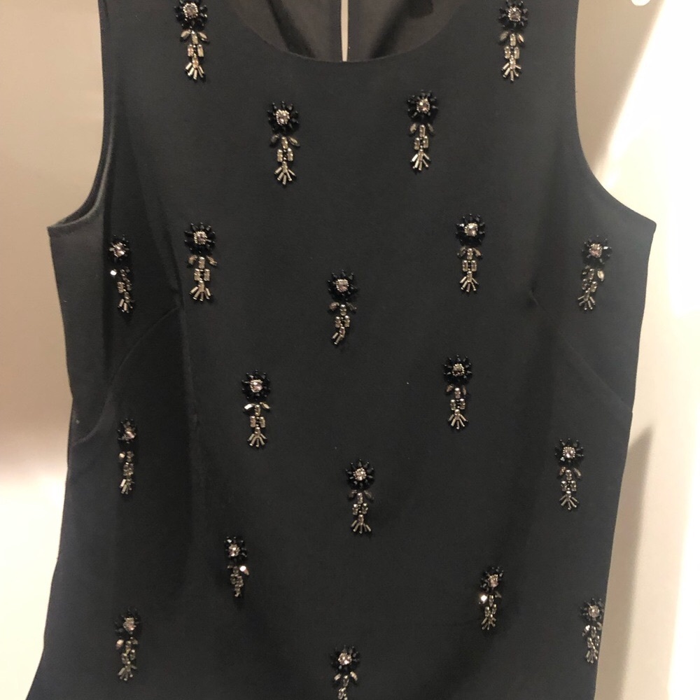Ann Taylor Black Embellished Sleeveless Blouse